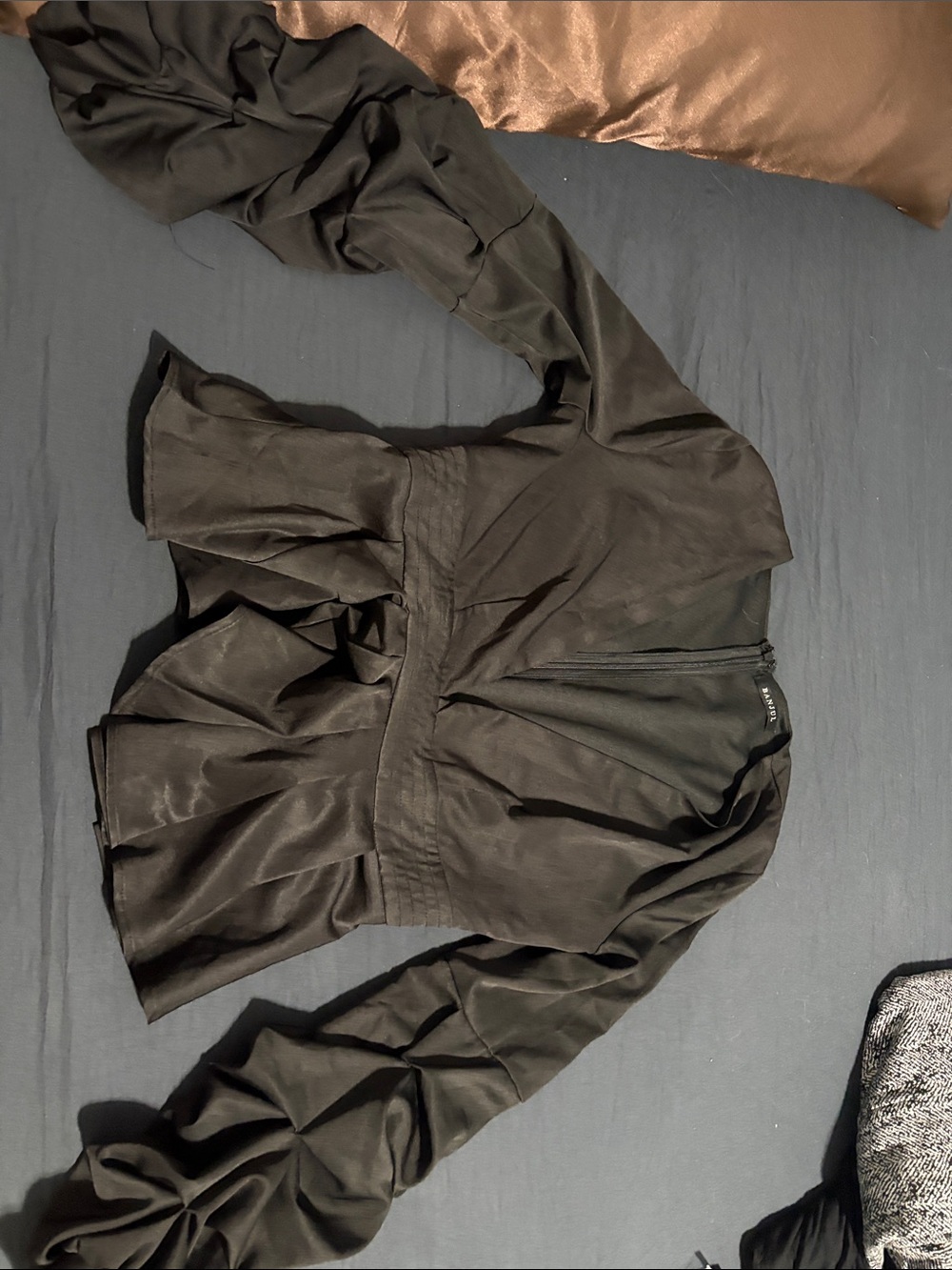 Banjul Black Peplum Zip-Front Jacket